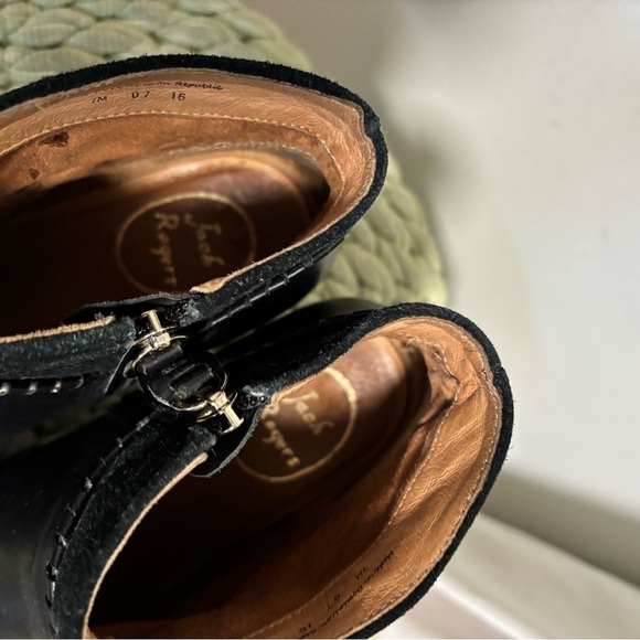 Jack Rogers Chandler Black Leather/Suede Boho Heel Ankle Booties - Picture 8 of 9